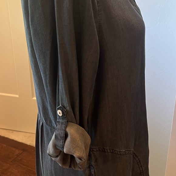 Tommy Bahama 100% Tencel Blue Button-Up Shirt Dress Size S/P Front Pockets - Picture 12 of 13